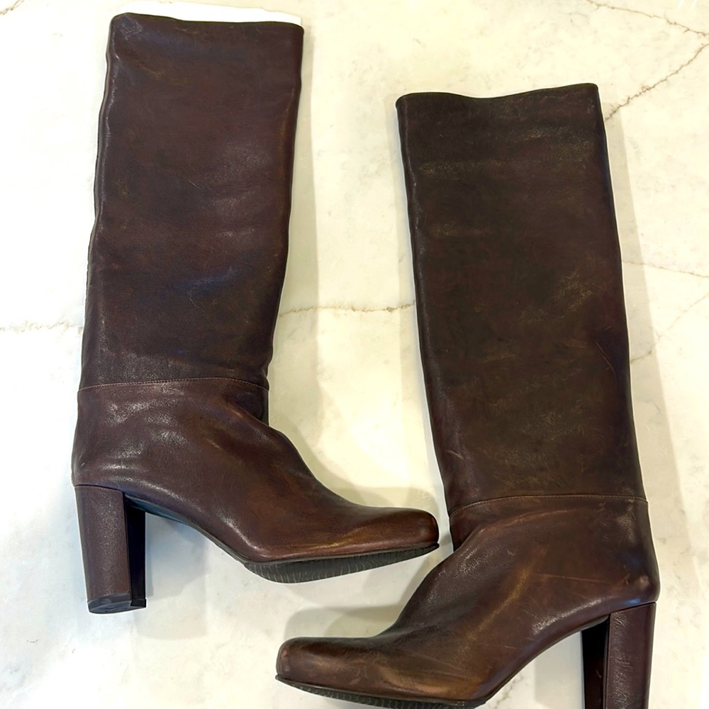 Stuart Weitzman Chocolate Brown leather boots. Never worn!